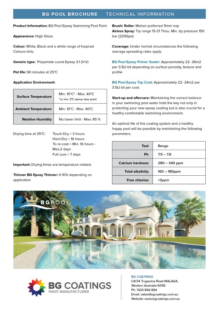 Bg Coatings Primer Epoxy Pool Paint Online Shop in Perth