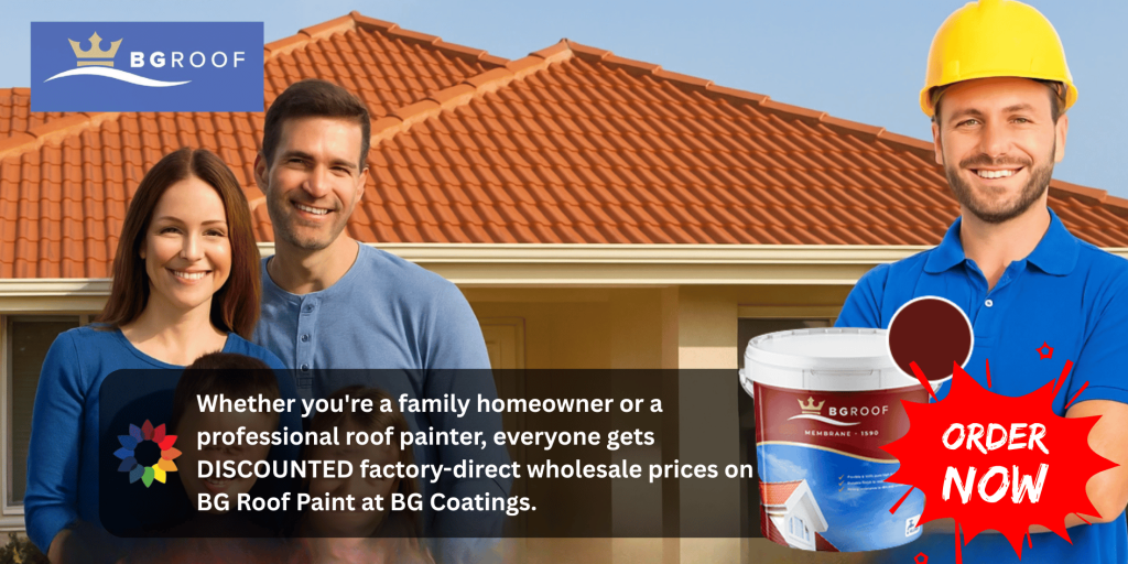 Buy BG Roof Paint at discounted factory-direct prices. Trusted by Aussie families and roof painters nationwide. Premium quality. Australia-wide delivery.